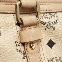 MCM Beige Visetos Coated Canvas and Leather Zipped Shoulder Bag