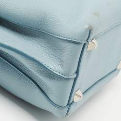 Pre Owned MCM Light Blue Leather Mini Milla Tote