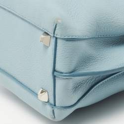 Pre Owned MCM Light Blue Leather Mini Milla Tote