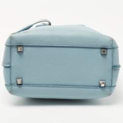 Pre Owned MCM Light Blue Leather Mini Milla Tote