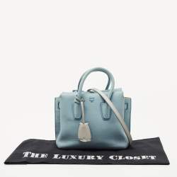 Pre Owned MCM Light Blue Leather Mini Milla Tote