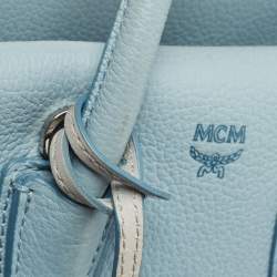 Pre Owned MCM Light Blue Leather Mini Milla Tote