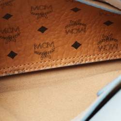 Pre Owned MCM Light Blue Leather Mini Milla Tote