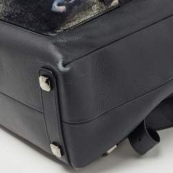 Pre Owned MCM Navy Blue Leather and Calfhair Front Pocket Backpack