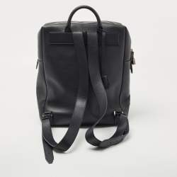 Pre Owned MCM Navy Blue Leather and Calfhair Front Pocket Backpack