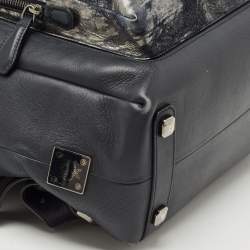 Pre Owned MCM Navy Blue Leather and Calfhair Front Pocket Backpack