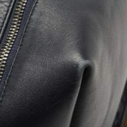 Pre Owned MCM Navy Blue Leather and Calfhair Front Pocket Backpack