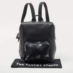 Pre Owned MCM Navy Blue Leather and Calfhair Front Pocket Backpack