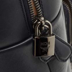 Pre Owned MCM Navy Blue Leather and Calfhair Front Pocket Backpack