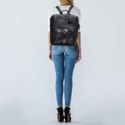 Pre Owned MCM Navy Blue Leather and Calfhair Front Pocket Backpack