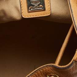 MCM Brown Visetos Coated Canvas and Leather Drawstring Bucket Bag