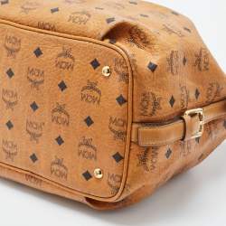 MCM Brown Visetos Coated Canvas and Leather Drawstring Bucket Bag