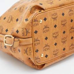 MCM Brown Visetos Coated Canvas and Leather Drawstring Bucket Bag