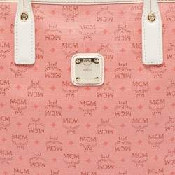 MCM Pink/Off White Visetos Coated Canvas and Leather Tote