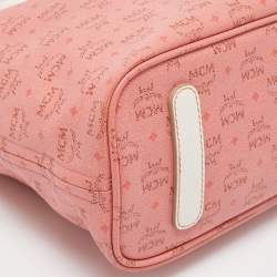 MCM Pink/Off White Visetos Coated Canvas and Leather Tote