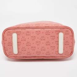 MCM Pink/Off White Visetos Coated Canvas and Leather Tote
