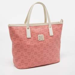 MCM Pink/Off White Visetos Coated Canvas and Leather Tote