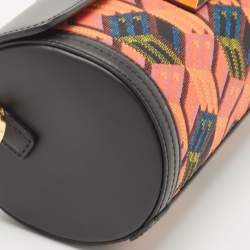 MCM Black Cubic Monogram Jacquard and Leather Small Tracy Crossbody Bag 
