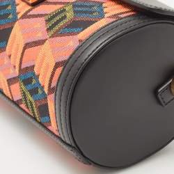 MCM Black Cubic Monogram Jacquard and Leather Small Tracy Crossbody Bag 