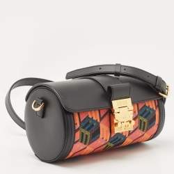 MCM Black Cubic Monogram Jacquard and Leather Small Tracy Crossbody Bag 