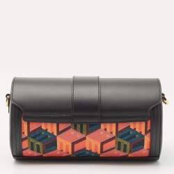 MCM Black Cubic Monogram Jacquard and Leather Small Tracy Crossbody Bag 