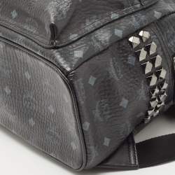 MCM Black Visetos Coated Canvas Small Stark Backpack