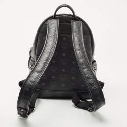 MCM Black Visetos Coated Canvas Small Stark Backpack