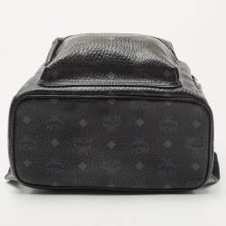 MCM Black Visetos Coated Canvas Small Stark Backpack