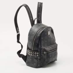 MCM Black Visetos Coated Canvas Small Stark Backpack