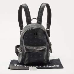 MCM Black Visetos Coated Canvas Small Stark Backpack
