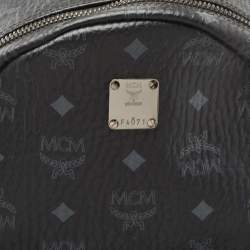 MCM Black Visetos Coated Canvas Small Stark Backpack