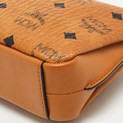 MCM Cognac Visetos Coated Canvas and Leather Millie Chain Clutch