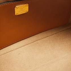 MCM Cognac Visetos Coated Canvas and Leather Millie Chain Clutch