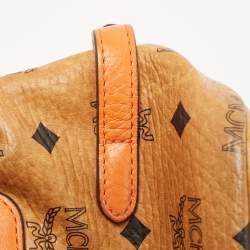 MCM Cognac Visetos Coated Canvas and Leather Flap Crossbody Bag