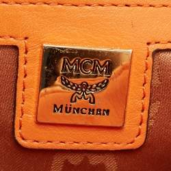 MCM Cognac Visetos Coated Canvas and Leather Flap Crossbody Bag