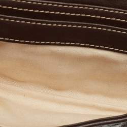 MCM Dark Brown Python Embossed Leather Front Pocket Satchel