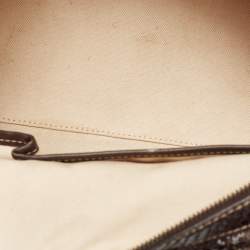 MCM Dark Brown Python Embossed Leather Front Pocket Satchel