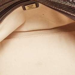 MCM Dark Brown Python Embossed Leather Front Pocket Satchel