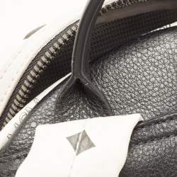 MCM White Visetos Coated Canvas Small Studs Stark Backpack