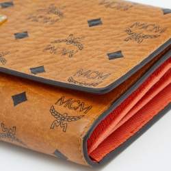 MCM Cognac Visetos Coated Canvas Heritage Flap Continental Wallet