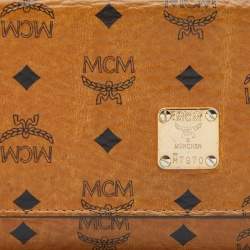 MCM Cognac Visetos Coated Canvas Heritage Flap Continental Wallet