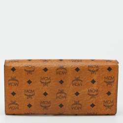 MCM Cognac Visetos Coated Canvas Heritage Flap Continental Wallet