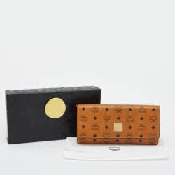 MCM Cognac Visetos Coated Canvas Heritage Flap Continental Wallet