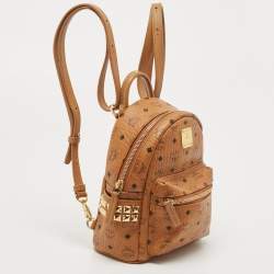 MCM Tan Visetos Coated Canvas and Leather Mini Studded Stark Bebe Boo Backpack