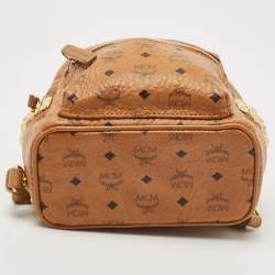 MCM Tan Visetos Coated Canvas and Leather Mini Studded Stark Bebe Boo Backpack