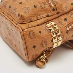 MCM Tan Visetos Coated Canvas and Leather Mini Studded Stark Bebe Boo Backpack