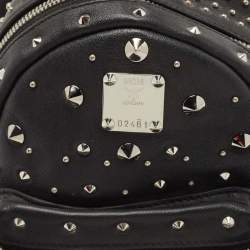 MCM Black Leather Mini Studded Stark-Bebe Boo Backpack