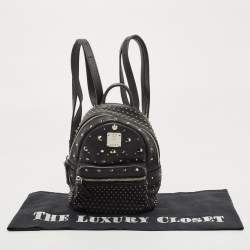 MCM Black Leather Mini Studded Stark-Bebe Boo Backpack