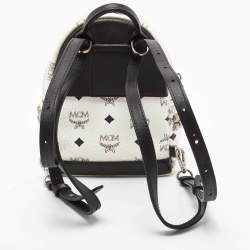 MCM White/Black Visetos Coated Canvas And Leather Mini Stark-Bebe Boo Backpack