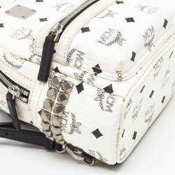 MCM White/Black Visetos Coated Canvas And Leather Mini Stark-Bebe Boo Backpack